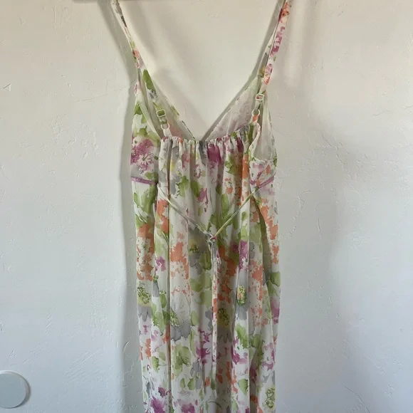 Oscar de la Renta the Pink Label Green and Pink Rosette Nightgown Size Medium - Picture 5 of 6